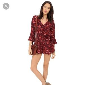 Free people red floral romper